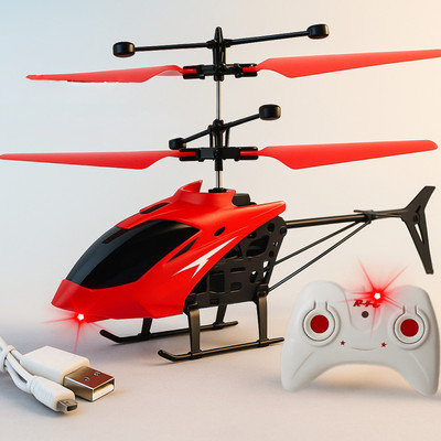 Vezimon Remote control Helicopter with safety sensor, led light, charging battery(Red Colour)