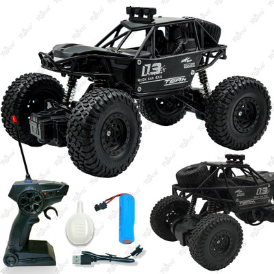 Toyco Rock Crawler RC Monster Truck Remote Controlled , RECHARGEABLE, 1:18 Scale Car(Black)