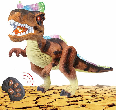 curiotoys RC Remote Control Realistic Large Toy Dinosaur T-Rex Dino Walking and Roaring(Brown)
