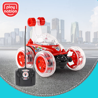 Play Nation Remote Control Car with Music & Light|USB Rechargeable 360°Stunt Toy Car for Kid(Red)