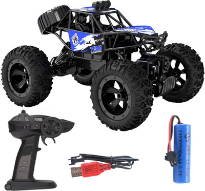 CADDLE & TOES Remote Controlled Rock Crawler RC Monster Truck, 4 Wheel Drive, 1:18 Scale(Black, Cherry Blue)