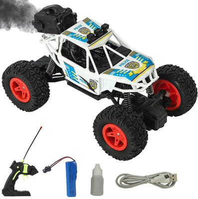 Pepstter Remote Control Police Rock Crawler Mist Smoke Spray Function, High Speed RC Car(White Black)