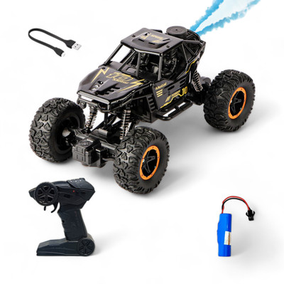 FANSEEKART Remote Control Metal Car for Kids with Mist Smoke Monster Truck rock crawler_TJ2(Black)