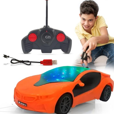 Just97 Chargeable 3D Remote Control Lighting Famous Car for 3+ Years Kids F28(Orange)