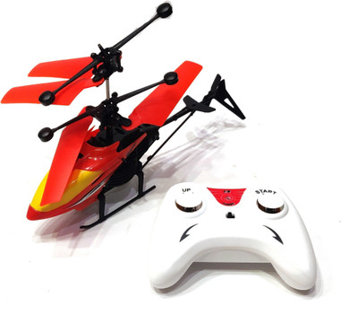 JOYWHIZ Kids Plastic Induction Type 2-in-1 Flying Helicopter with Remote45(Red)