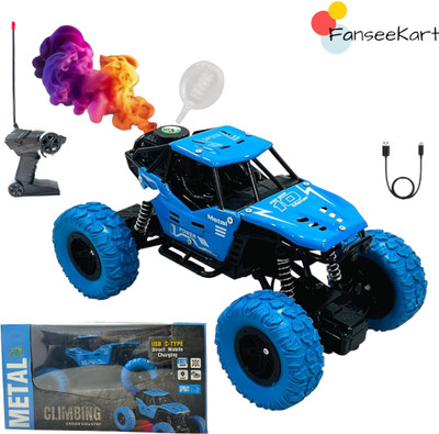 FANSEEKART Wireless Remote Control Rock Crawler Car with Metal Body and Smoke Effect_01(Blue)