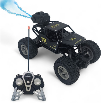 FANSEEKART Remote Control Metal Rock Crawler monster Car with Smoke mist Effect for kids_04(Green and Blue)