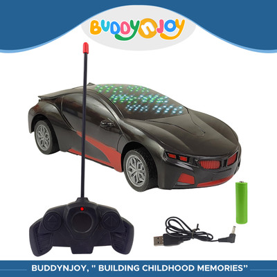 Buddynjoy 3D lighting kids high speed rechargeable remote control Car for 3+ Years(Black)