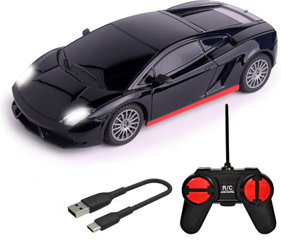 Wembley High Speed Mini 1:24 Scale Rechargeable Remote Control car with Lithium Battery(Black and Orange)