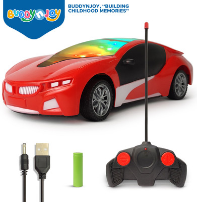 Buddynjoy 3D lighting kids high speed rechargeable remote control Car for 3+ Years(Multicolor)