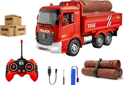 IndusBay 6 CH Rechargeable Remote control RC Cargo CarrierTruck with Head light & Music(Red)