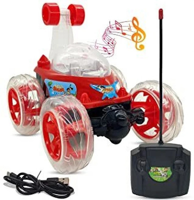 JOYWHIZ Remote Control Rechargable Acrobatic 360 Degree Twisting Stunt Car(Red)