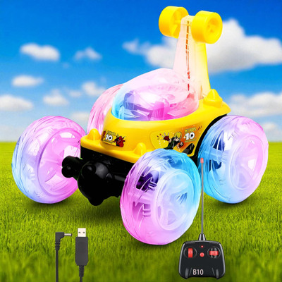 Kid Kraze Rechargeable Remote Control 360 Degree Stunt Car Music & Lights for Kids_665(Yellow)