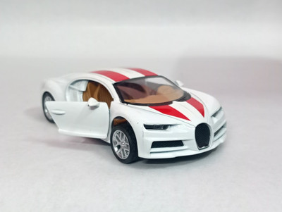 RAMSHREE Premium Bugatti Die-Cast Metal Sports Car Toy (White & Red)(White)