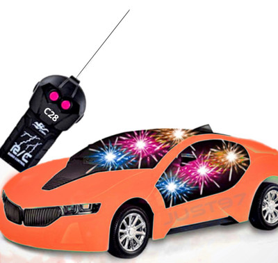 AS TRADERS Wireless Remote Control Fast Modern Car With 3D Light RCAR_ORANGE_A28(Orange)