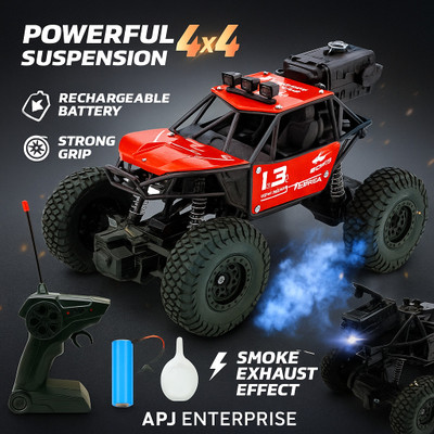 APJ enterprise Remote Control Rock Crawler Car with LED Smoke Spray, 2×2 Off-Road Suspension(Red)