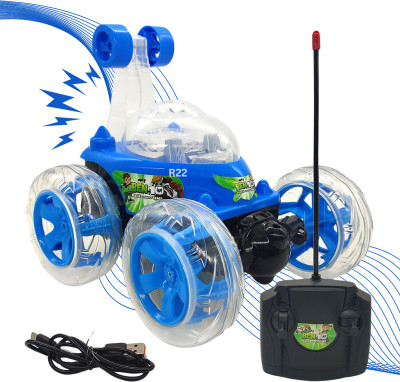 Kid Kraze BEN-10 Rechargeable- Remote Control 360 Degree Rotating Stunt CAR for Kids B23(Blue)
