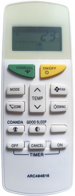 Ehop AC-132J Compatible Remote Control For  AC ARC484B16 Daikin Remote Controller(White)