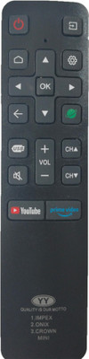 LUNAGARIYA Compatible with CROWN LED TV Remote MINI REMOTE Remote Controller(Black)