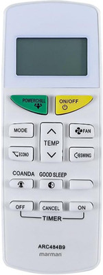Marman Compatible with Daikin AC Remote Model 132F Suitable for 1 | 1.5 | 2 Ton Window & Split AC - Match Remote Key by Key with Existing Daikin Air Conditioner Remote Controller(White)