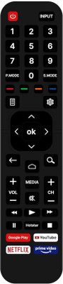 Tke Compatible with  Smart TV Remote Control Model Suitable For Android Non Voice VU Remote Controller(Black)