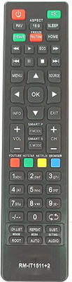BhalTech RM-IT1511+2 LED LCD Smart Plasma TV Universal EYESAFE and YouTube Function Compatible for Intex TV Remote Controller(Black)