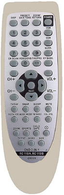 BhalTech 2 in 1 ON101 RC 115/A and RC 115/B CRT TV Universal Compatible with Onida Onida Tv Remote Controller(Grey)