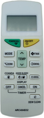 NixGlobal 132L AC Remote Compatible with DAIKIN 1 / 1.5 / 2 TON AC Remote Controller(White)