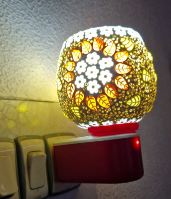 LUNAGARIYA Leaf Kapoor Dani with Night Lamp,Electric .8 KAPOOR DANNI Remote Controller(White)