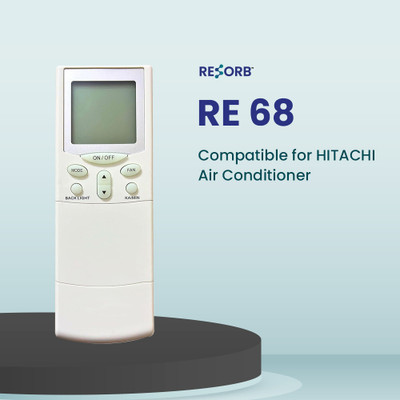 RESORB RE 68 AC Remote Control AC Remote Split ac Remote Compatible with Hitachi Air conditioner. Remote Controller(White)