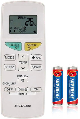 Shivish Daikin AC Remote Control Compatible for Daikin Inverter Split/Window AC Remote With 2 FREE AAA Batteries ( Dai kin Air Conditioner Remote Control ) (132A) Daikin Remote Controller(White)