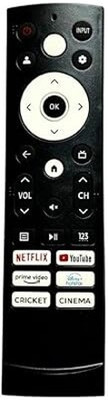 VIRERA 2025 Remote for  Cinema GloLED Smart 4K TV – No Voice – Compatible Replacement VU Remote Controller(Black)