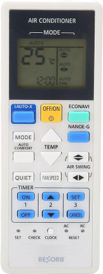 RESORB RE 257 Compatible with Panasonic split Inverter AC Remote model A75C4543 A/C75C3826 CWA75C4762 CS-E9PKR CS-E12PKR CS-E21PKR S10TKH Remote Controller(White)