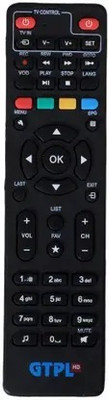 Uneo Star GTPL HD Remote Set Top Box Remote Controller Compatible with GTPL Digital TV gptl Remote Controller(Black)