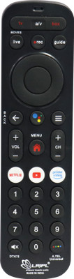 LRIPL DTH75 Replacement Remote Control Hotkeys for Netflix, YouTube and Prime Video Compatible with Airtel Xtream Box, [Without Voice Commsnd] Remote Controller(Black)