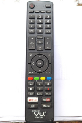 Harsh Enterprises EN3C39V Suitable for VU LCD LED TV Remote control Huayu/ Smart remote control with Free Battery VU Remote Controller(Black)
