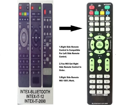 BhalTech 3In1 IT-2690 IT-12 Home Theater System Universal Compatible for  INTEX Remote Controller(Black)