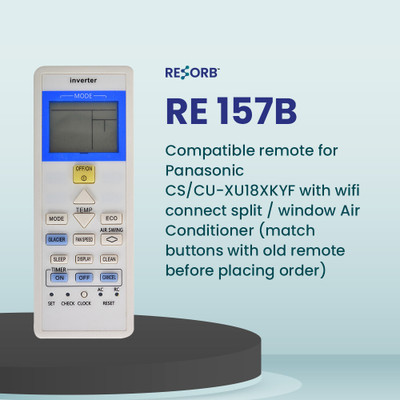 RESORB RE 157B Panasonic Compatible remote for Panasonic CS/CU-XU18XKYF with wifi connect split Remote Controller(White)