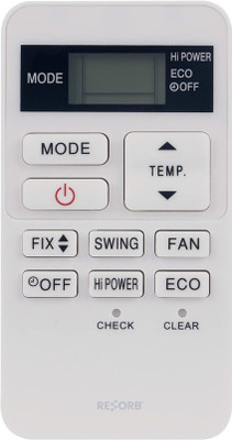 RESORB RE 178 Compatible with TOSHIBA Air Conditioner model RAS-07BKV-E RBC- ASX11E-C RAS-077SKV-E6 RAS-107SKV-E6 AS-07BKV-E RAS-107SKV-E6 RAS-137 Remote Controller(White)