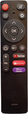 LipiWorld 3In1 LED Smart TV Remote Control [Non-Voice] Compatible For Reconnect/Aiwa/Impex Tv Remote Controller(Black)