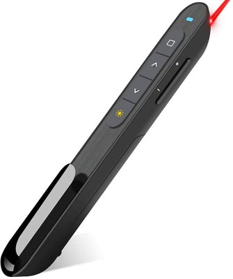 TIZOQ Remote Control Compatible for Wireless Laser Pointer Presenter for Presentation, Slide Changer, USB Power Point Pen,PPT Controller with Clip Remote Controller(Black)