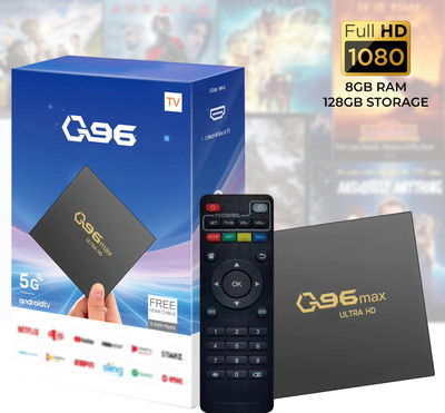 WRADER Smart Android TV Box 8GB RAM+128 GB ROM Built-in Chromecast Android Version 14 OTT Box Smart TVs Remote Controller(Black)