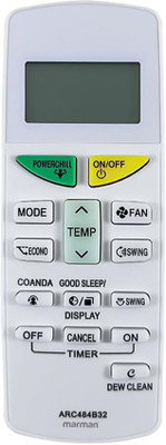 Marman Compatible with Daikin AC Remote ARC484B32 Model 132L Suitable for 1 / 1.5 / 2 Ton Split and Window AC - Match Remote Key by Key with Existing Daikin Air Conditioner Remote Controller(White)