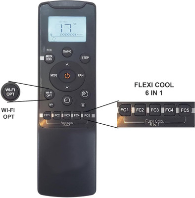 TECHNOWISE AC Remote No. 235 wifi with (Back Light Display) Replacement of Carrier Air-Conditioner Remote Controller(Black)