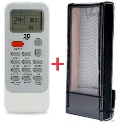 Paril (Remote+Cover) Ac Remote compatible for Whirlpool Ac (3D Auto) With PU Leather Protective Cover( EXACTLY SAME REMOTE WILL ONLY WORK) Remote Controller(Black)