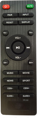 LipiWorld DR-249 Home Theater Soundbar System Remote Compatible For Zebronics Soundbar Remote Controller(Black)