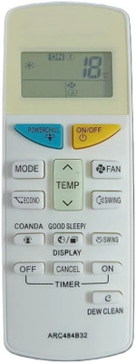 ditec ARC484B32 Works with 2022,2023,2024 0.8, 1, 1.5, 1.8,2,2.6 ton model Air Conditioner Remote Control (AC-132L) Compatible with  AC Daikin Remote Controller(White)