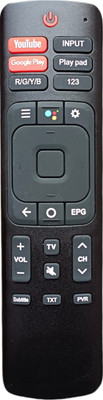 Pyai V-U Remote with R/G/Y/B GOOGLE PLAY YOUTUBE Function Compatible for VU 4K SMART LED LCD TV Remote Controller(Black)