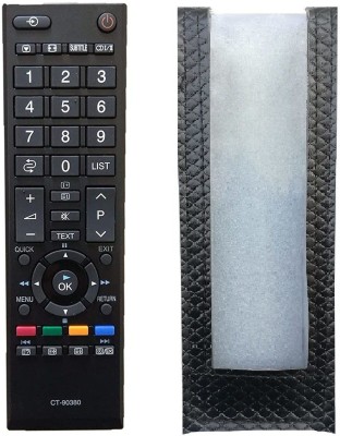 BhalTech Perfect Fitting Specially Designed Protective PU Leather Remote Case Cover Remot (Only Remote Cover) Pls Check Your Dimensions for Toshiba TV LED LCD CT-90380 Remote Controller(Black)