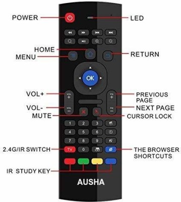 V88R Smart Universal TV Remote Air Mouse, Wireless Keyboard Fly Mouse 2.4GHz ALL BRANDS Remote Controller(Black)